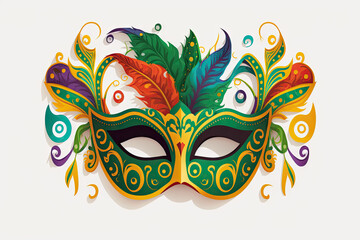 Illustration of a Mardi Gras mask with feathers