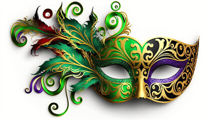 Colorful mardi gras Carnival Mask Illustration on white background - obrazy, fototapety, plakaty