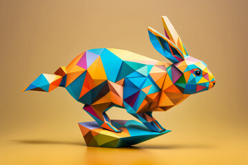 Low-poly Bunny:  A geometric spring rabbit