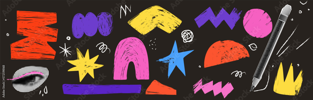 Aufkleber Shape abstract in trendy style vector background and various isolated collection. Creative modern design. With cutout paper collage halftone element