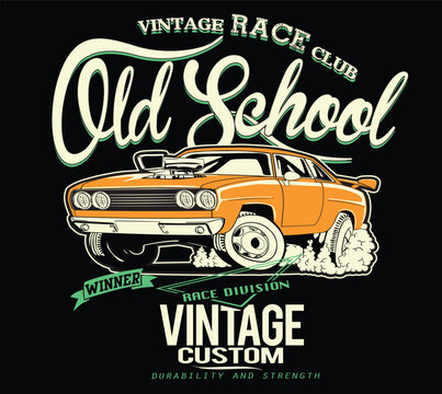 vector muscle car and hot rod racing car illustration for t shirt print