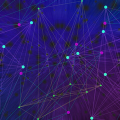 Abstract node network background image.