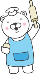 bear polar chef cooking bakery cartoon character icon bake kitchen food illustration