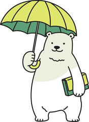 bear polar umbrella rain icon cartoon character