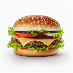 fresh juicy tasty burger on white background made with Generative AI