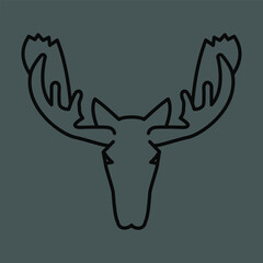 Moose head logo, linear icon. editable stroke
