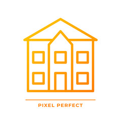 Detached house pixel perfect gradient linear vector icon. Stand alone home. Single family residence. Real estate. Thin line color symbol. Modern style pictogram. Vector isolated outline drawing