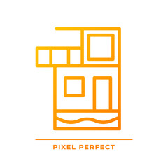 Villa pixel perfect gradient linear vector icon. Luxury real estate. Sea vacation house. Buy expensive realty. Thin line color symbol. Modern style pictogram. Vector isolated outline drawing