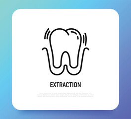 Tooth extraction thin line icon. Dental surgery. Dentistry. Vector illustration.