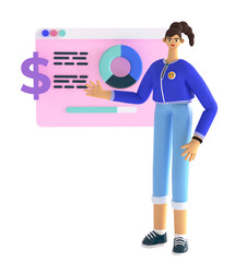 3D business abstract presentation illustration. Marketing analytics, data infographic, creative ideas and income report concept. 3d render illustration on white background.