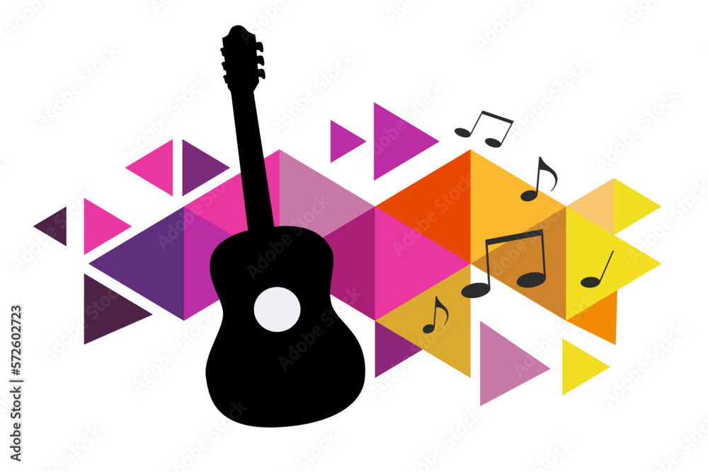 Poster Music graphic with guitar and abstract background.