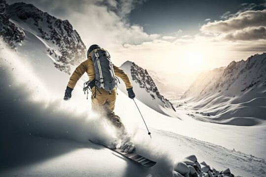 man skiing on a snowy mountain