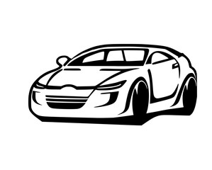 Fototapeta na wymiar Car line art concept design. Vehicle illustration contour outline sketch. Cower drawing. Stroke without fill.