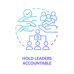 Hold leaders accountable blue gradient concept icon. Making DEI efforts effective practice abstract idea thin line illustration. Isolated outline drawing. Myriad Pro-Bold font used