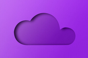 purple paper cut holes Cloud shapes are overlaid with light and shadow.