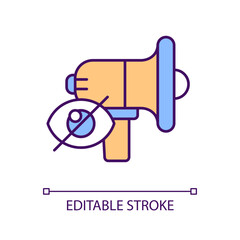 Not visual advertising tools RGB color icon. Business marketing strategy. Product promotion technology. Commerce announcement. Isolated vector illustration. Simple filled line drawing. Editable stroke