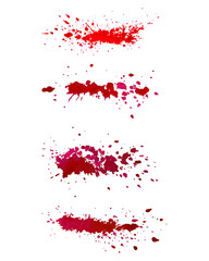 Drops of watercolor splashes, from wine, blood, paint, red burgundy color.