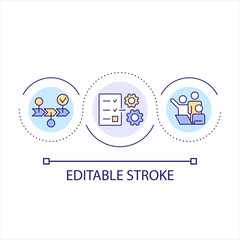Strategy of corporate development loop concept icon. Business plan structure. Company goals abstract idea thin line illustration. Isolated outline drawing. Editable stroke. Arial font used