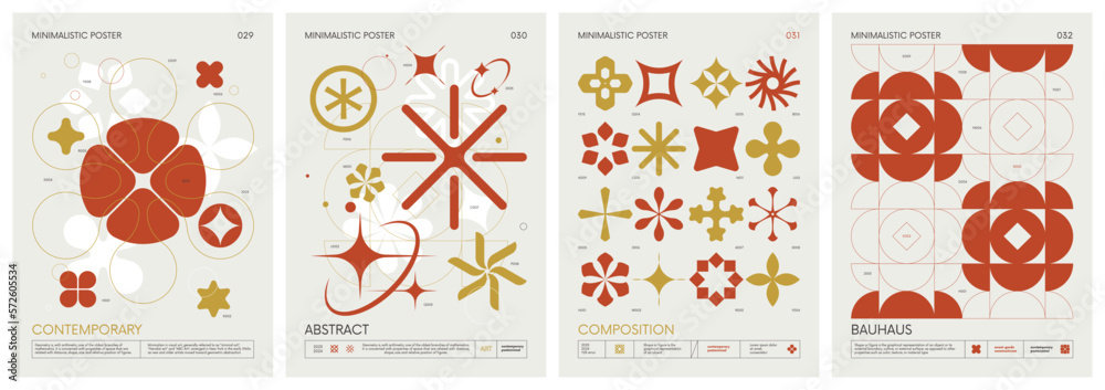 Poster brutalist style vector minimalistic posters with silhouette basic figures, extraordinary graphic ele