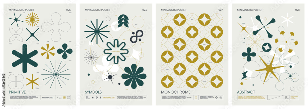 Poster brutalist style vector minimalistic posters with silhouette basic figures, extraordinary graphic ele