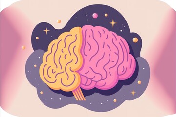 Brain flat illustration created with Generative AI 