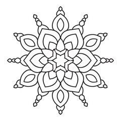 Elegant Simple mandala page, Easy mandala Flower, intricate lines patterns wall art, invitations, kaleidoscope, designs, basic mandalas Coloring Book, adults, seniors, beginners, snow flex