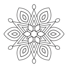 Elegant Simple mandala page, Easy mandala Flower, intricate lines patterns wall art, invitations, kaleidoscope, star, designs, basic mandalas Coloring Book, adults, seniors, beginners, 
