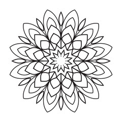 Elegant Simple mandala page, Easy mandala Flower, intricate lines patterns wall art, invitations, kaleidoscope, designs, basic mandalas Coloring Book, adults, seniors, beginners