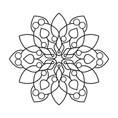 Elegant Simple mandala page, Easy mandala Flower, intricate lines patterns wall art, invitations, kaleidoscope, designs, basic mandalas Coloring Book, adults, seniors, beginners