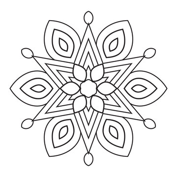 Elegant Simple mandala page, Easy mandala Flower, intricate lines patterns wall art, invitations, kaleidoscope, star, designs, basic mandalas Coloring Book, adults, seniors, beginners, 
