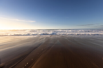 Waves reaching Ilbarritz beach at Biarritz, Basque Country.