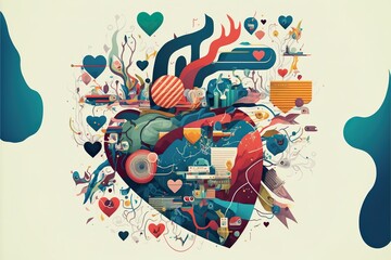 Heart flat illustration created with Generative AI