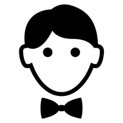 Icono avatar. Logo moda de caballero. Silueta aislada de cabeza de hombre con corbatín