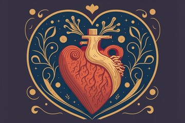 Heart flat illustration created with Generative AI 