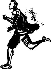 vector illustration silhouette of a running man