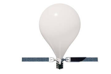 Weather balloon with electronic equipment and solar panels. Transparent background. 3D Render