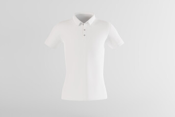 White polo shirt on an isolated background. The concept of selling clothes, a polo shirt without prints to complete the content. 3D render, 3D illustration.