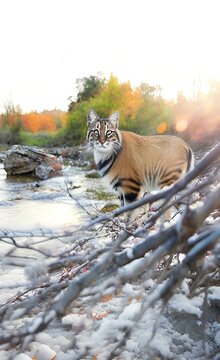 tiger in the water made using Generative AI Technology.