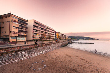 Fototapeta premium Hondarribia seafront at the Basque Country coast.