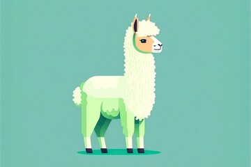 Cute lama flat illustration created with Generative AI 