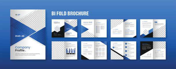 Bifold business company profile brochure template design - obrazy, fototapety, plakaty