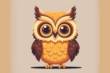 Owl flat illustration created with Generative AI 