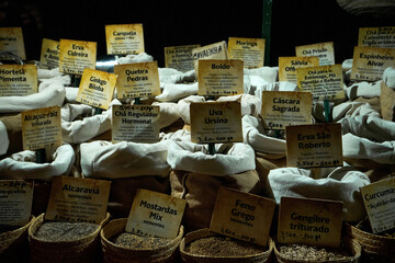 Stall of spices from around the world.