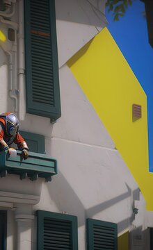 worker on the roof made using Generative AI Technology.