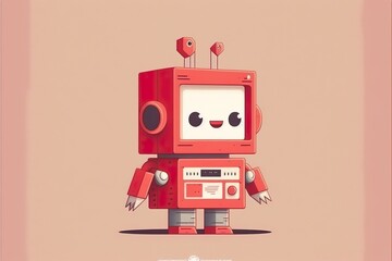 Cute robot flat illustration created with Generative AI 