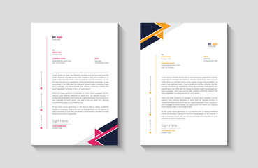 Business letterhead, Letterhead template with various colors, Letterhead template in flat style, Modern company letterhead template design