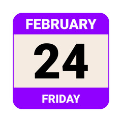 24 February, Friday. Date template. Useful design for calendar or event promotion. Vector illustration EPS 10 File