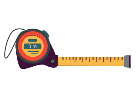 Creative vector illustration of tape measure, measuring tool, ruler, meter isolated on transparent background. Сarpenter measuring tape with an imperial units scale. 