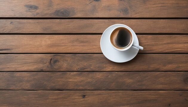 cup of coffee on wooden table