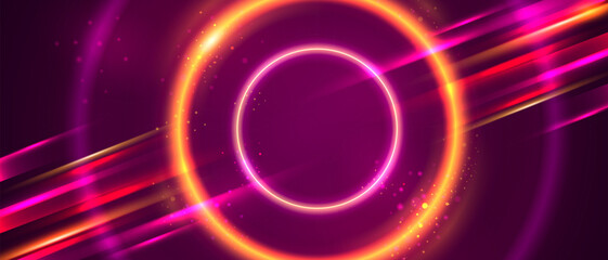 Colorful Background With Neon Rings